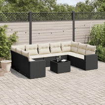 Garden Sofa Set Black Cream White