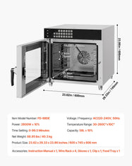 SucceBuy Commercial Convection Oven 58L 2800W 4-Tier Toaster Oven with Tempered Glass Door Racks Clip Tray Gloves for Restaurant