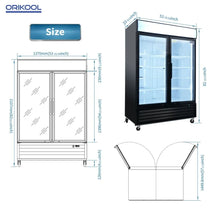 ORIKOOL Glass Door Merchandiser Freezer 44.7 Cu.ft Swing Door Commercial ReachIn Display Freezers with LED Top Panel Upright Fr