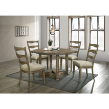 Parfield Weathered Oak Finish 5PCs Round Dining Room Set