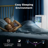 8000 BTU Portable Air Conditioner with Dehumidifier & Fan Sleep Mode & 24H Timer