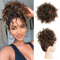 Synthetic Messy Bun Hair Piece 60g Elastic Drawstring Loose Wave Curly Hair Buns Hair Piece Extensions For Women Dark Brown