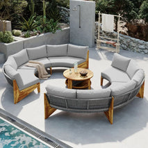 U_STYLE 6 Person Outdoor Seating Group with Cushions and A Coffee Table old sku:WY000379AAE