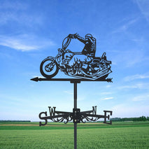 Motorcyclis Weathervane Silhouette Art Black Metal Motorcycle Ride Wind Vanes Outdoors Decorations Garden For Roof Yard Building