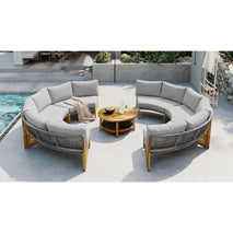 U_STYLE 6 Person Outdoor Seating Group with Cushions and A Coffee Table old sku:WY000379AAE
