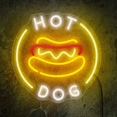 Dimmable Open Hot Dogs LED Neon Sign Colorful Wall Art Hot Dog Party Decor for Restaurants Bars Game Rooms Gifts Fast Food
