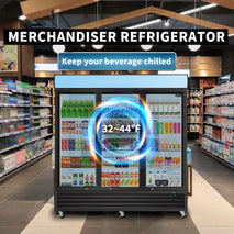 ORIKOOL Glass Door Merchandiser Refrigerator 70 Cu.ft Swing Door Commercial Display Refrigerators Merchandising Refrigeration w