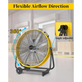 VENTISOL 24 Inch Industrial Floor Drum Fan, 9500 CFM Heavy Duty Floor Fan 3-Speed Air Circulator with Castors
