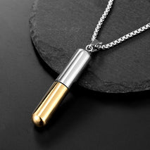 Cylindrical Perfume Box Stainless steel Pendant Pet Urn Necklace Drifting bottle pendant that can hold capsules pills fetal hair