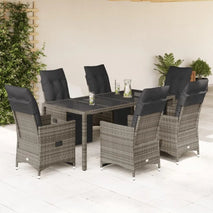 Bistro Set Grey Poly Rattan 6seater Adjustable Armrests