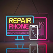 Phone Repair Neon Sign USB Powered LED Neon Light for Business Cellphone Tablet Laptop Desktop Computer Repair Shop Wall Decor