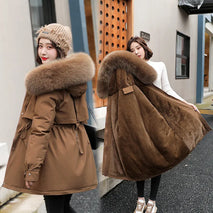 Women Parka Fashion Long Coat Wool Liner Hooded Parkas 2023 New Winter Jacket Slim with Fur Collar Warm Snow Wear Padded Clothes