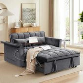 Convertible Sofa Bed,3 in 1 Velvet Sleeper Sofa Pull-Out Bed,55'' Loveseat Sleeper Sofa Bed with Adjustable Backrest with