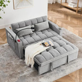 Convertible Sofa Bed,3 in 1 Velvet Sleeper Sofa Pull-Out Bed,55'' Loveseat Sleeper Sofa Bed with Adjustable Backrest with